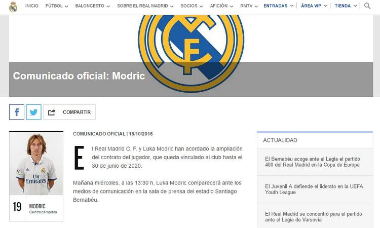 Real Madrid, UFFICIALE: rinnova Modric fino al 2020