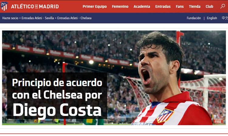 Diego Costa torna all'Atletico Madrid: al Chelsea 60 milioni e maxiplusvalenza Diego Costa torna all'Atletico Madrid: al Chelsea 60 milioni e maxiplusvalenza