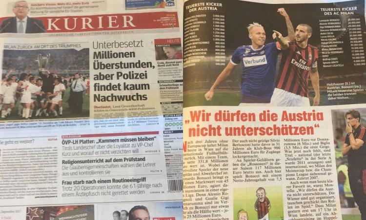 Rassegna Austria Vienna-Milan: 'Sfida Holzhauser-Bonucci', 'Niente paura'
