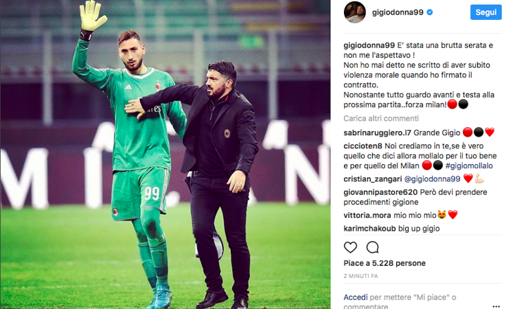 Parla Donnarumma: 'Mai subìto una violenza alla firma, forza Milan!'