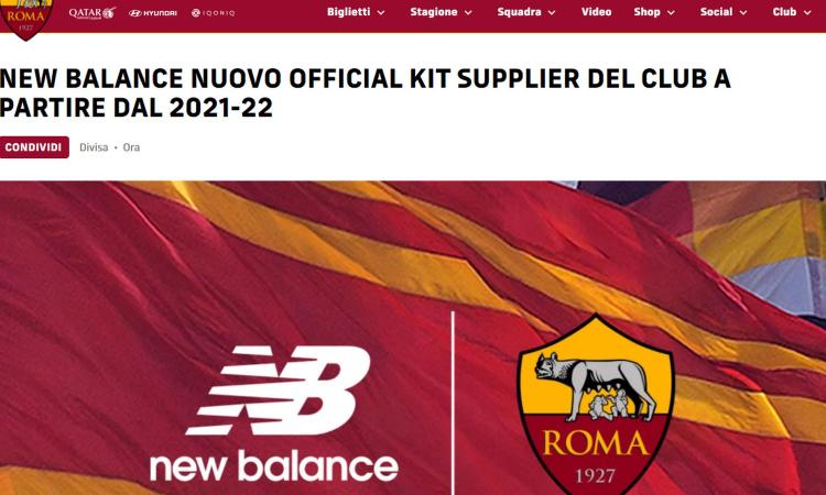 Roma Ufficiale Addio Nike New Balance Nuovo Sponsor Tecnico I