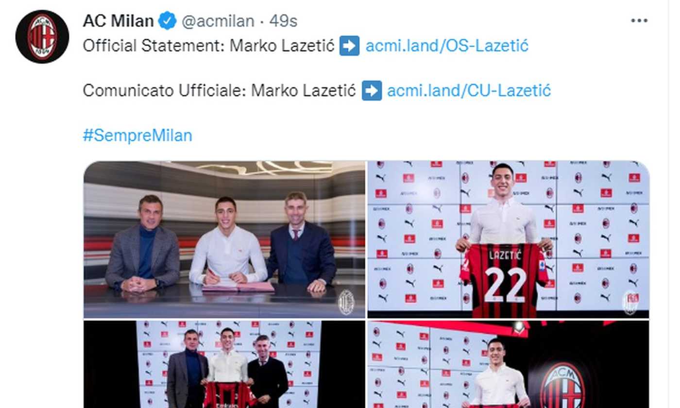 Milan Ufficiale Preso Lazetic I Dettagli E Il Numero Di Maglia