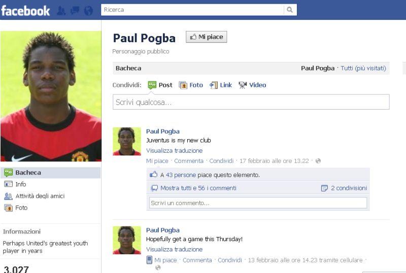 Pogba su FB 'Giocherò nella Juve!'