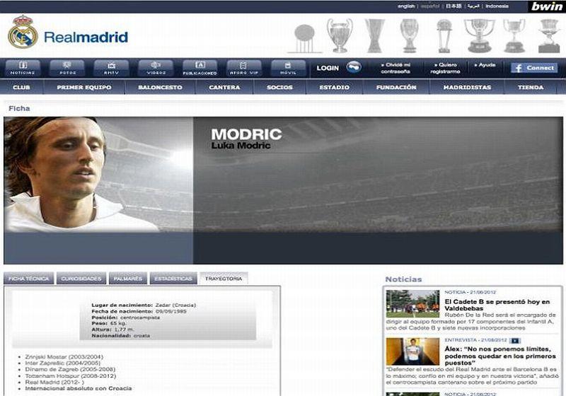 Modric al Real, lo dice il sito. Anzi no!