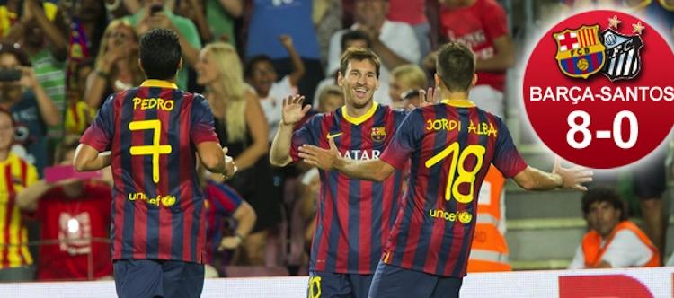 Uragano Barcellona sul Santos: 8-0! Resta a secco solo Neymar