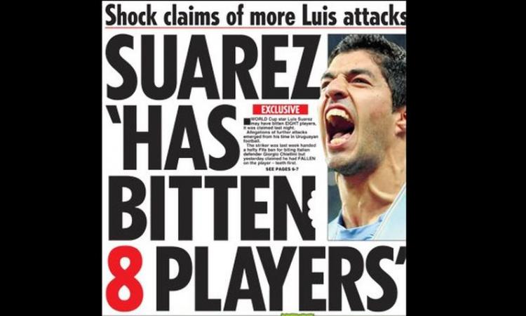 Suarez il morso e' un vizio: sono 8 i casi