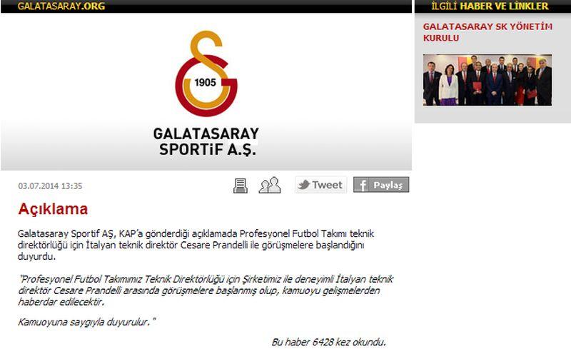 Galatasaray: lunedì inizia l'era Prandelli