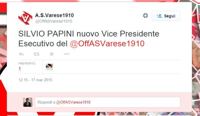 Varese, UFFICIALE: Silvio Papini nuovo vice presidente