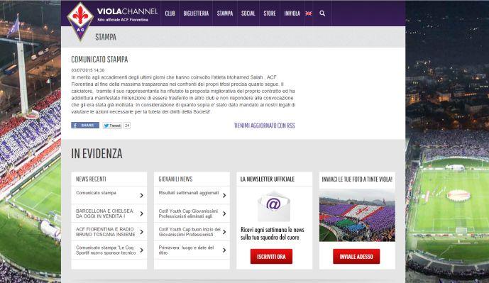 Fiorentina-Salah: vie legali. L'avvocato: 'Su di lui Inter, Juve, Milan e Roma'