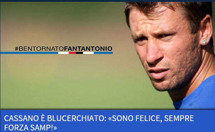 Sampdoria: stasera i primi passi di Cassano in campo