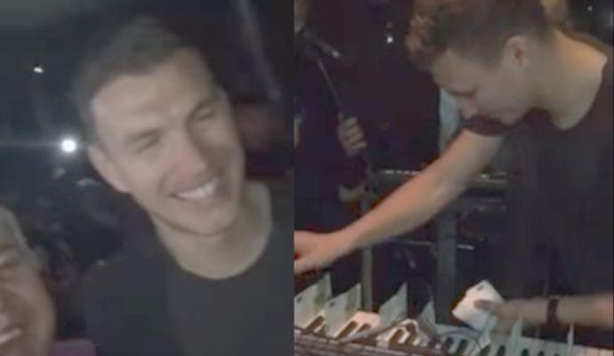 Dzeko regala banconote da 100 euro