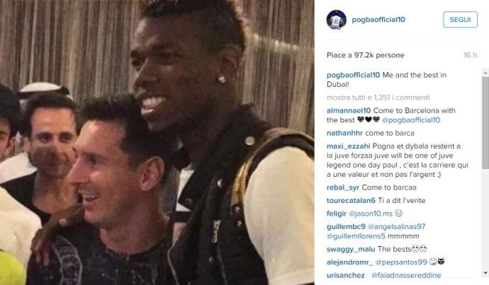 Pogba, FOTO con Messi: 'E' il migliore'