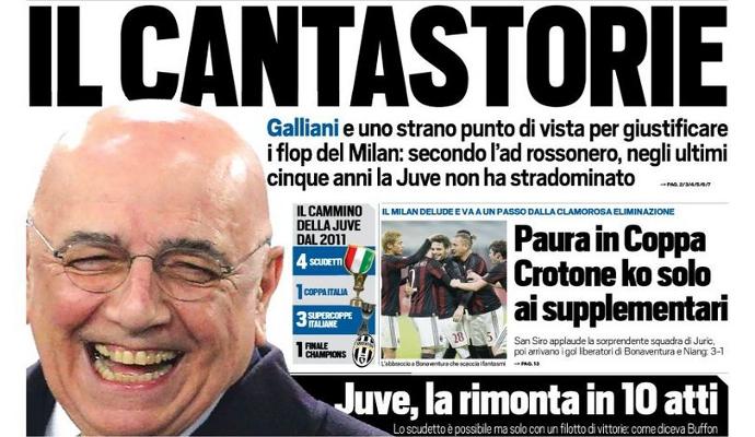 Tuttosport contro Galliani: 'Cantastorie'