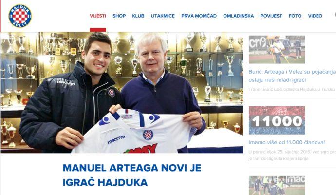 Palermo, UFFICIALE: Arteaga all'Hajduk