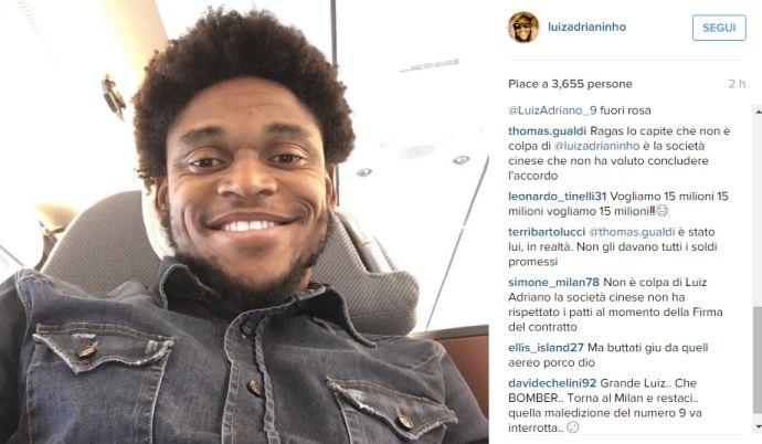 OFFICIAL: Luiz Adriano returns to Milan, Jiangsu failed to provide guarantees