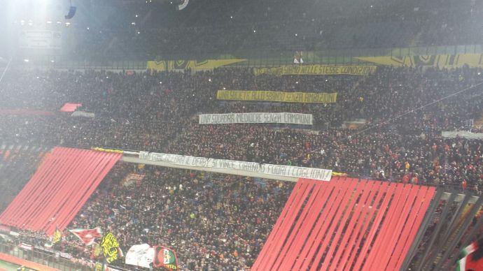 Milan-Inter: la Curva Sud contesta ancora la società