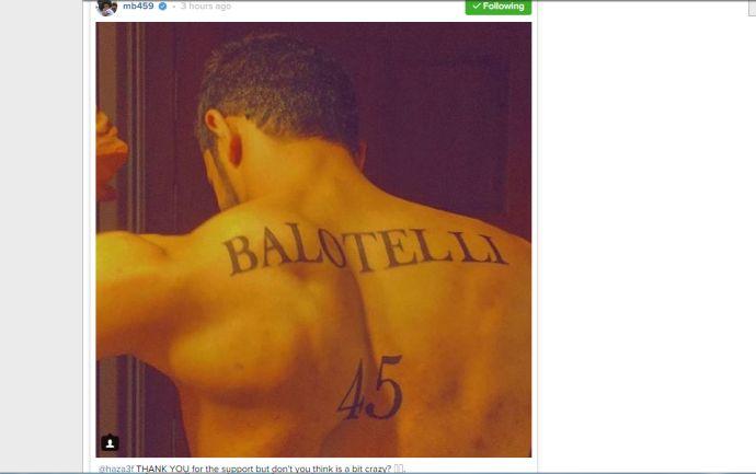 ‘Don’t you think you are bit crazy?’ Balotelli responds to fan with striker’s name tattooed on back