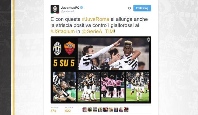 Juve: sfottò su Facebook alla Roma