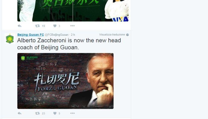 UFFICIALE: Zaccheroni è il nuovo tecnico del Beijing Guoan