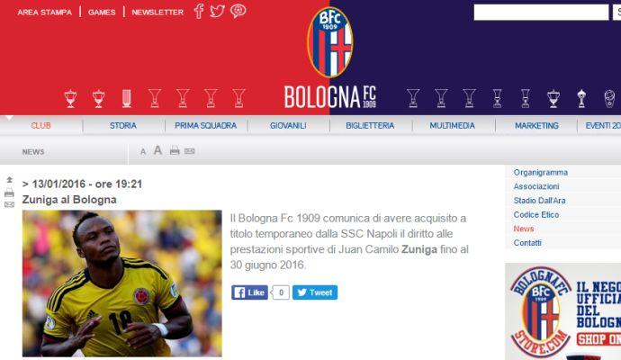 Bologna, UFFICIALE Zuniga