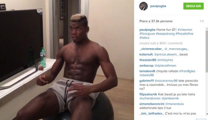 Pogba è in forma: si allena anche a casa