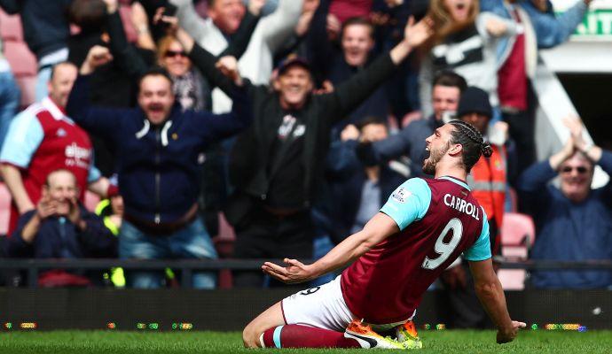 Premier: West Ham-Arsenal, pari e tripletta Carroll. Chelsea flop, Benitez crolla. 2-1 City