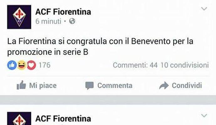 Fiorentina, gaffe social: vince il Leicester, ma complimenti al Benevento FOTO