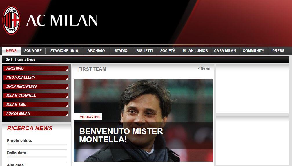 AC MILAN CONFIRM APPOINTMENT OF MONTELLA