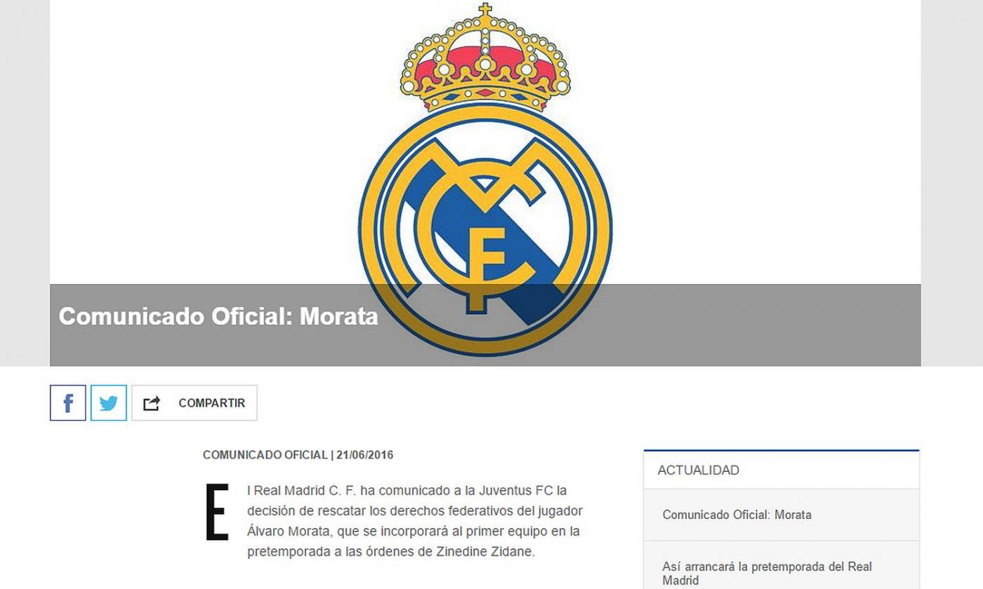 UFFICIALE: IL REAL MADRID RICOMPRA MORATA DALLA JUVE