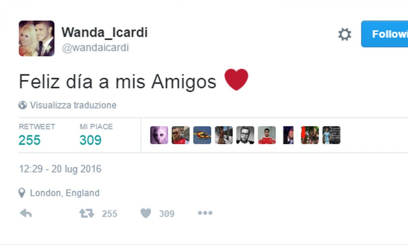 Wanda Nara vola a Londra dall'Arsenal, Icardi twitta #Amala