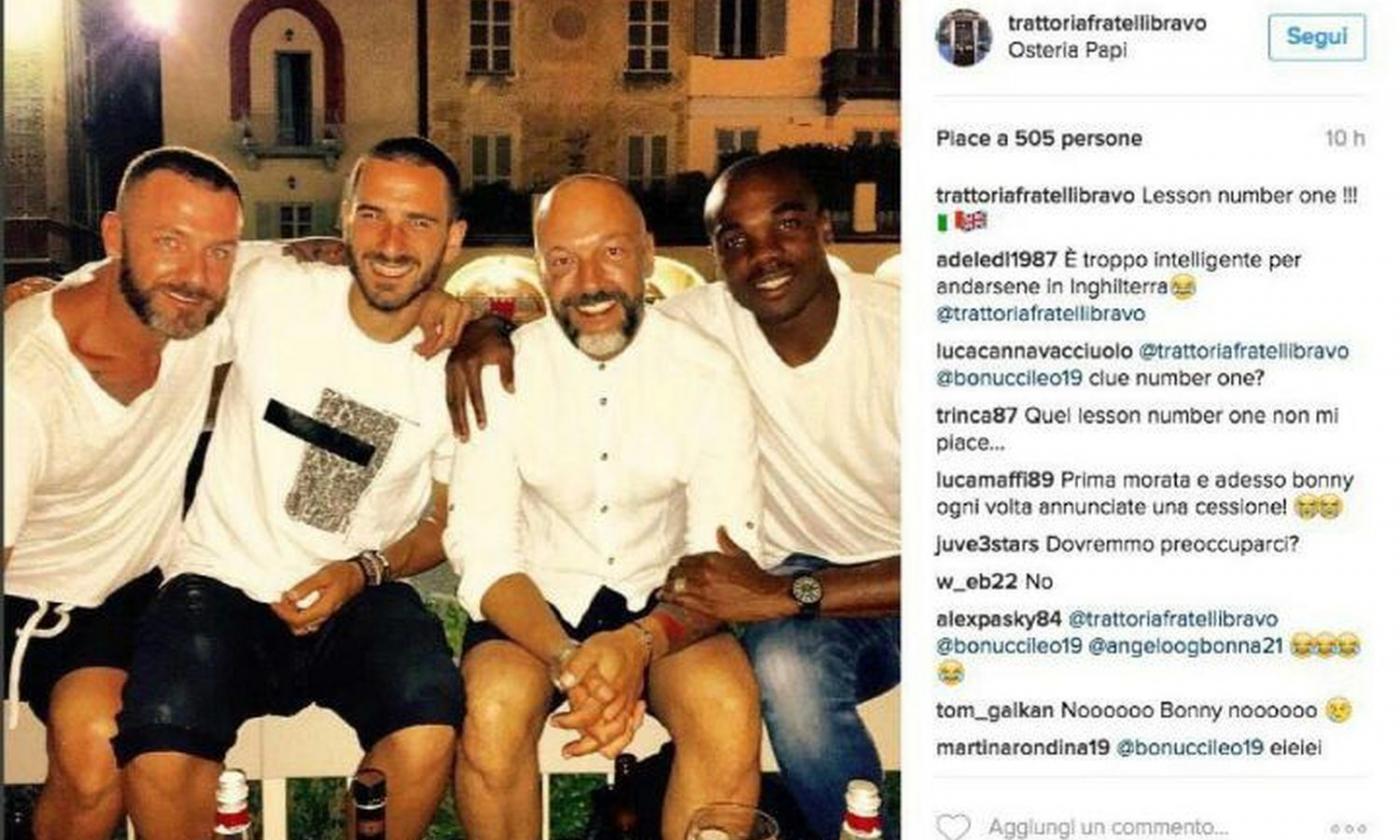 Bonucci nel ristorante dell'addio di Morata. E l'agente è a Manchester