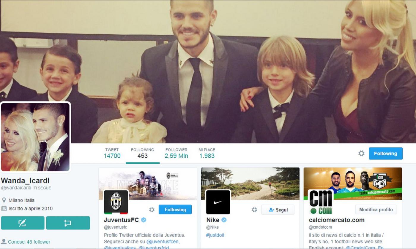 Wanda Nara: 'Chiedete a Icardi se resta'. Intanto segue la Juve su Twitter