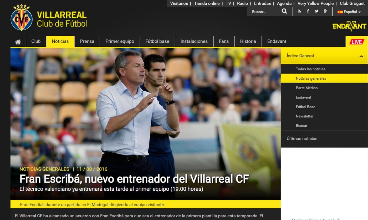 Villarreal, Escribà si presenta: 'Non potevo dire no a questo club'