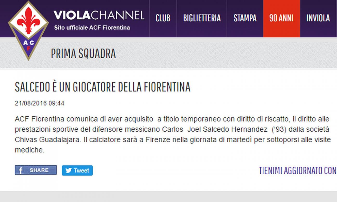 Salcedo-Fiorentina, il retroscena. Il ruolo decisivo del giocatore