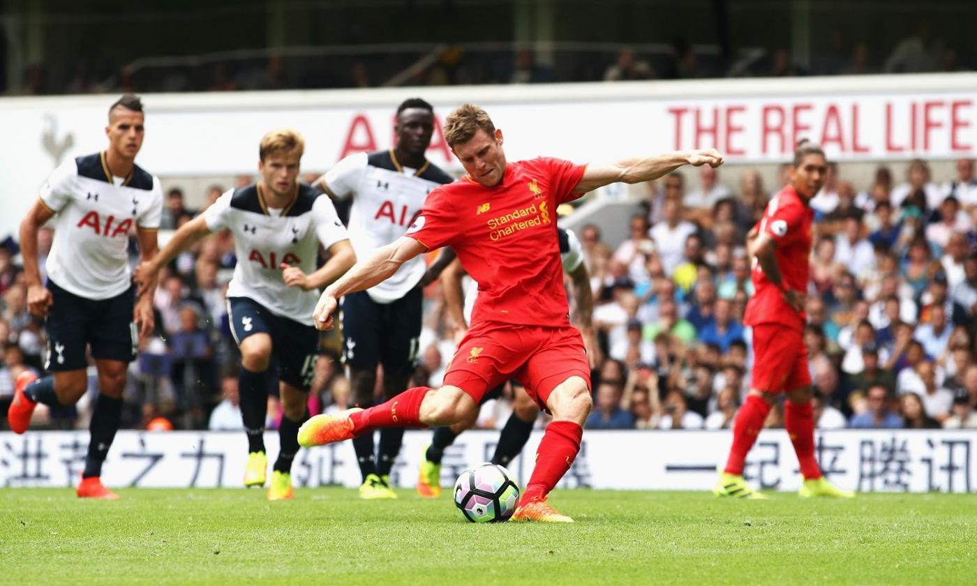 Tottenham-Liverpool 1-1: sblocca Milner su rigore, replica Rose