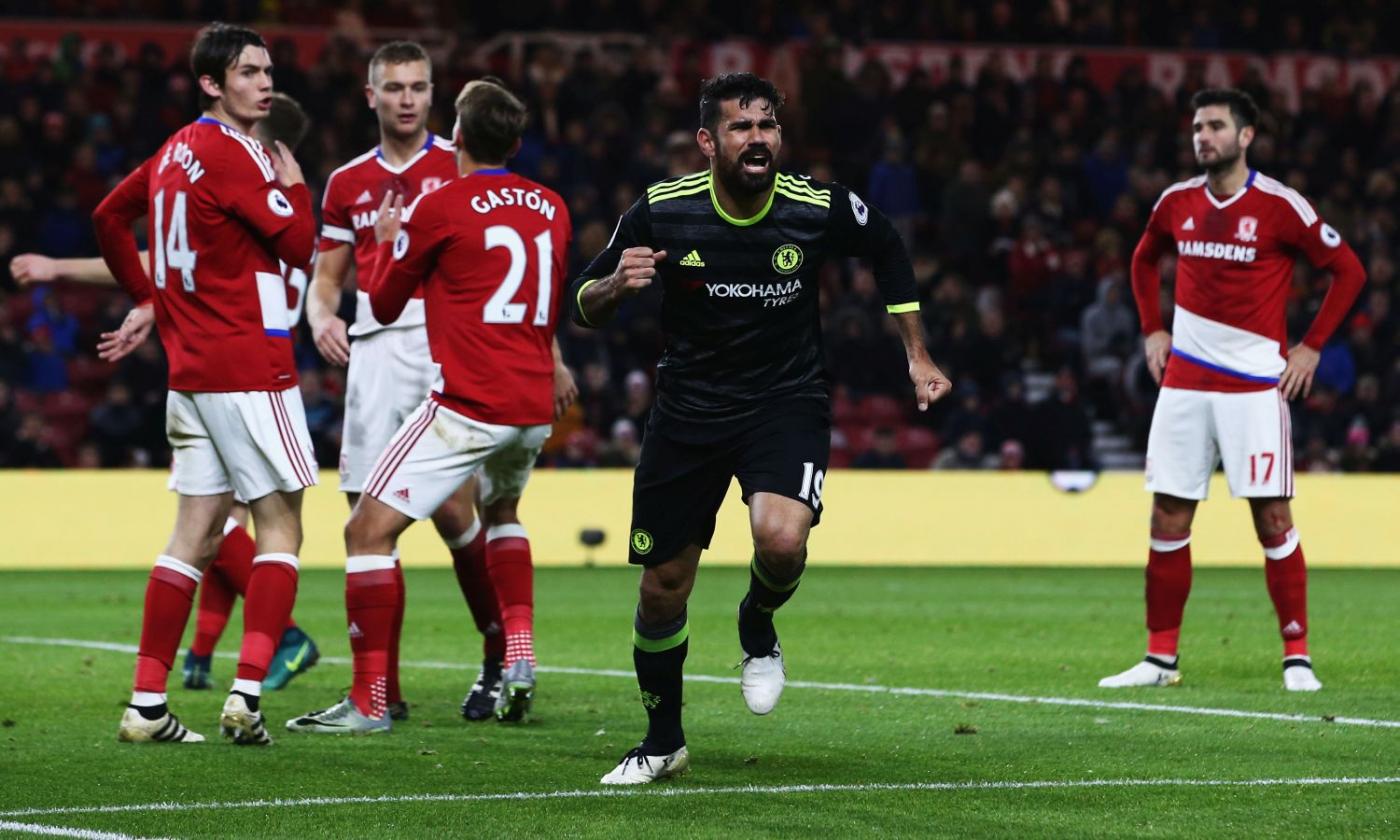 Premier: Middlesbrough-Chelsea 0-1, Conte è primo in classifica