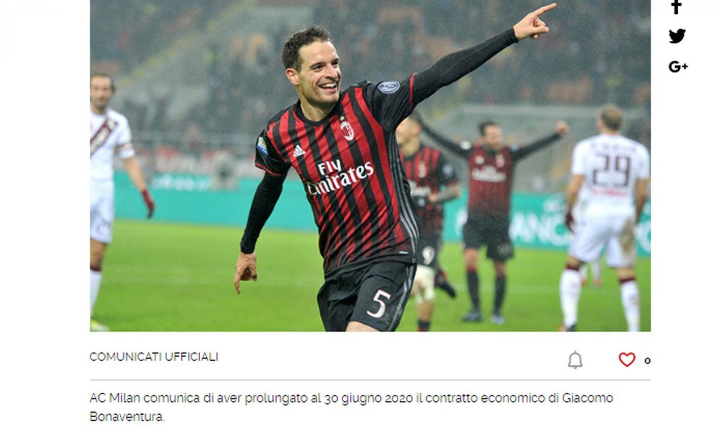 Milan, UFFICIALE: rinnova Bonaventura