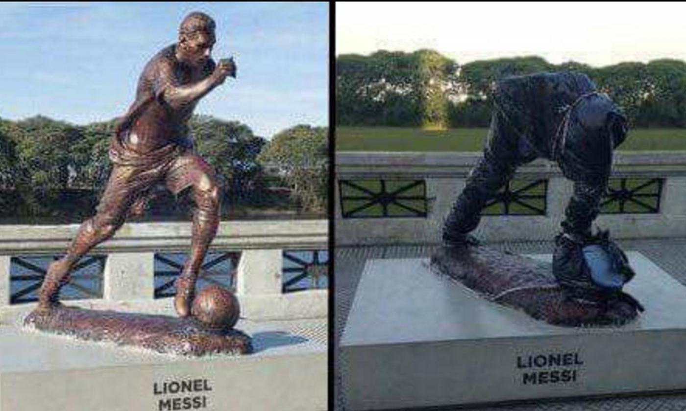 Leo Messi tagliato a metà: distrutta la statua della Pulce a Buenos Aires