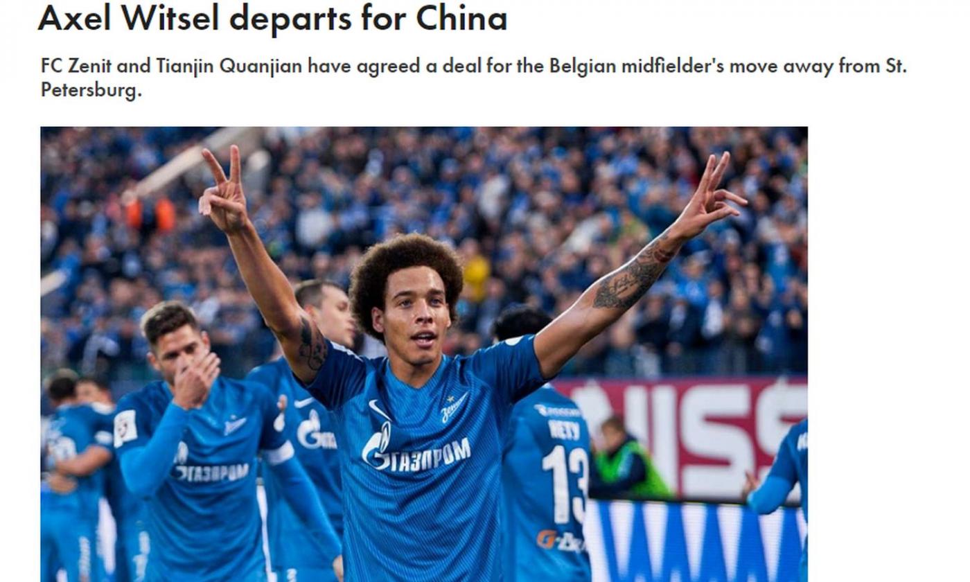 Witsel in Cina, e lo juventino si infuria 