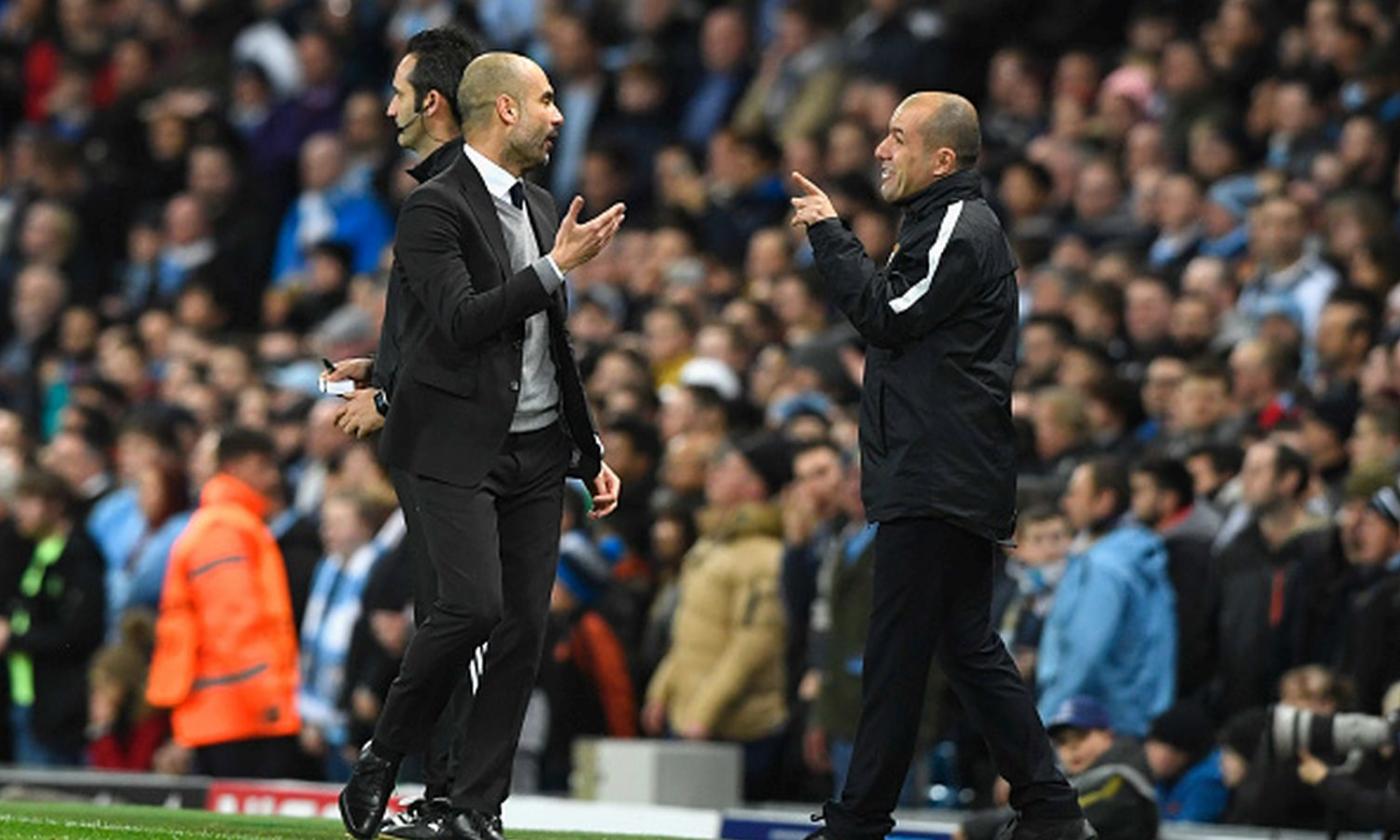 Man City-Monaco: proteste di Guardiola per il rigore non concesso. Poi l'abbraccio con Jardim