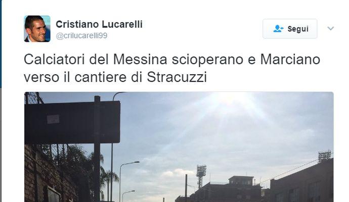 Messina, protesta dei calciatori: Lucarelli guida il corteo contro l'ex presidente