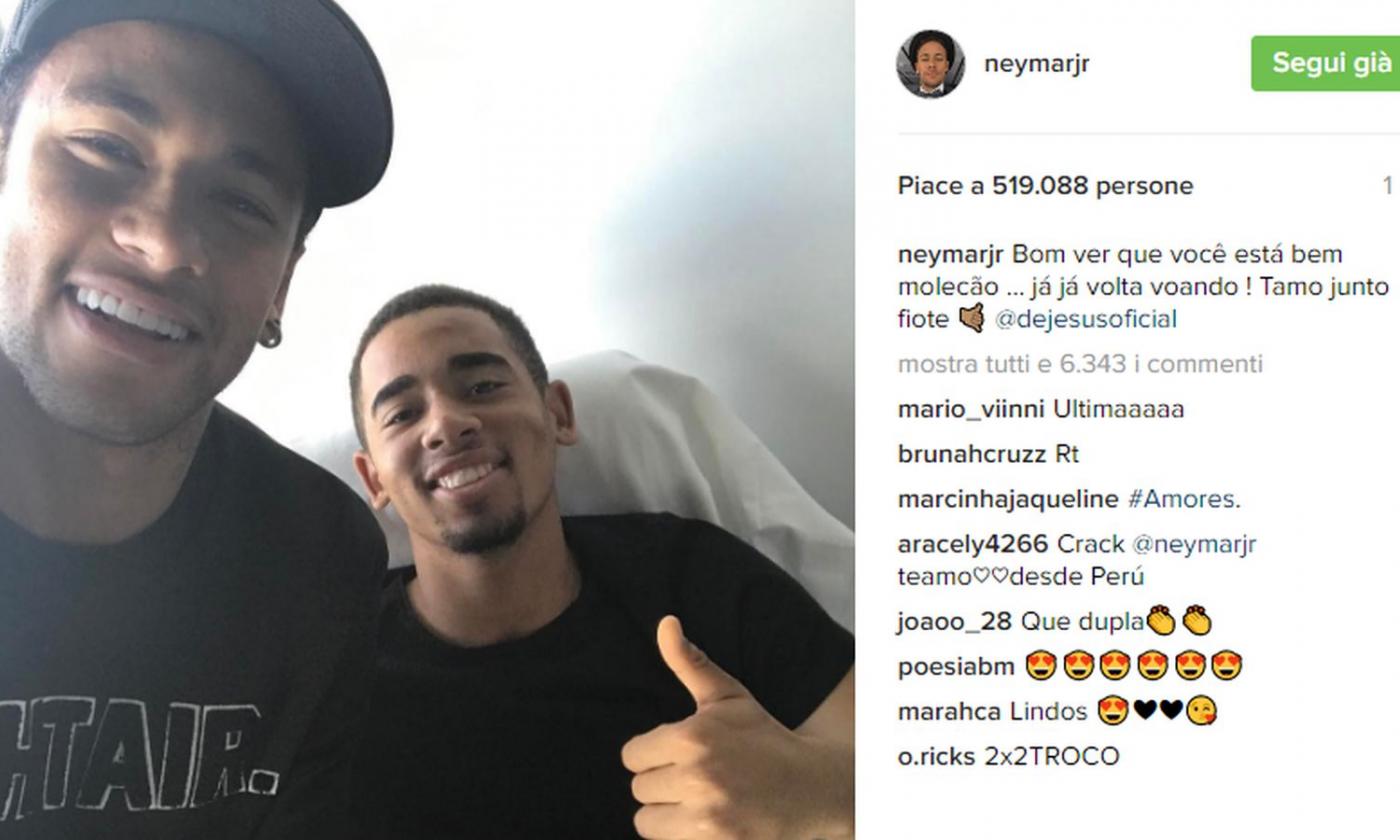 Man City, Gabriel Jesus a Barcellona: Neymar gli fa visita