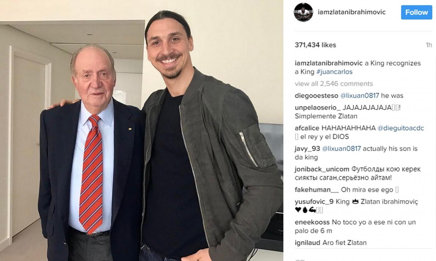 Ibra 'il modesto' incontra Juan Carlos di Spagna: 'Un re riconosce un altro re' FOTO