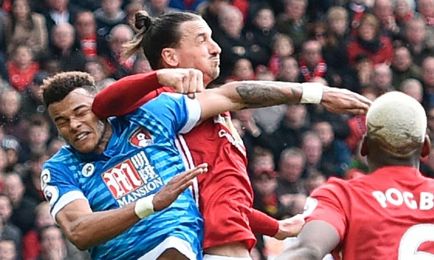 Man United, Ibra da rosso contro il Bounremouth