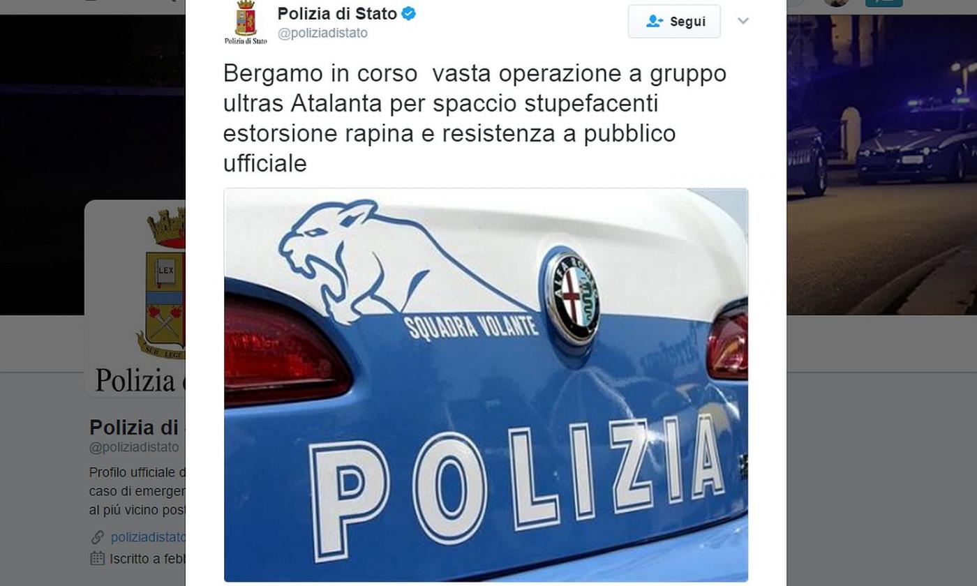 Atalanta, blitz della Polizia: arrestati 26 ultras per spaccio ed estorsione