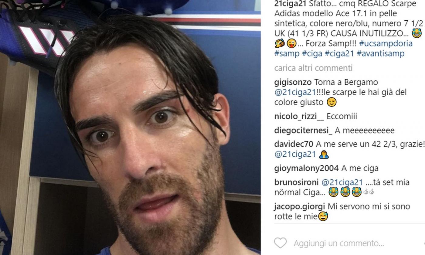 Samp, Cigarini non gioca: 'Regalo scarpe, numero 41 1/3' FOTO