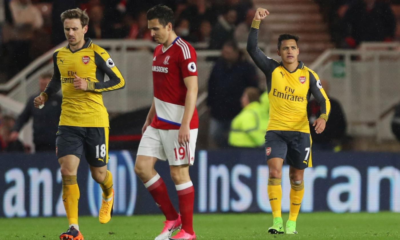 Premier League: Sanchez-Ozil, l'Arsenal stende il Middlesbrough