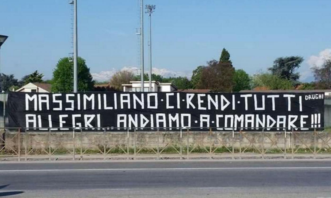 Juve, lo striscione dei tifosi per Allegri: 'Andiamo a comandare!'