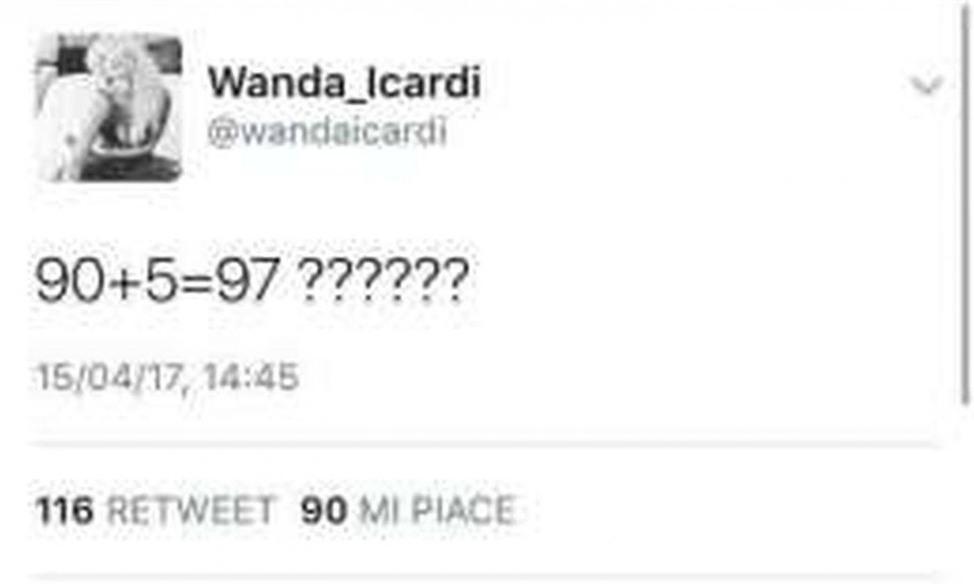 Inter-Milan, Wanda polemica: '90+5=97????'