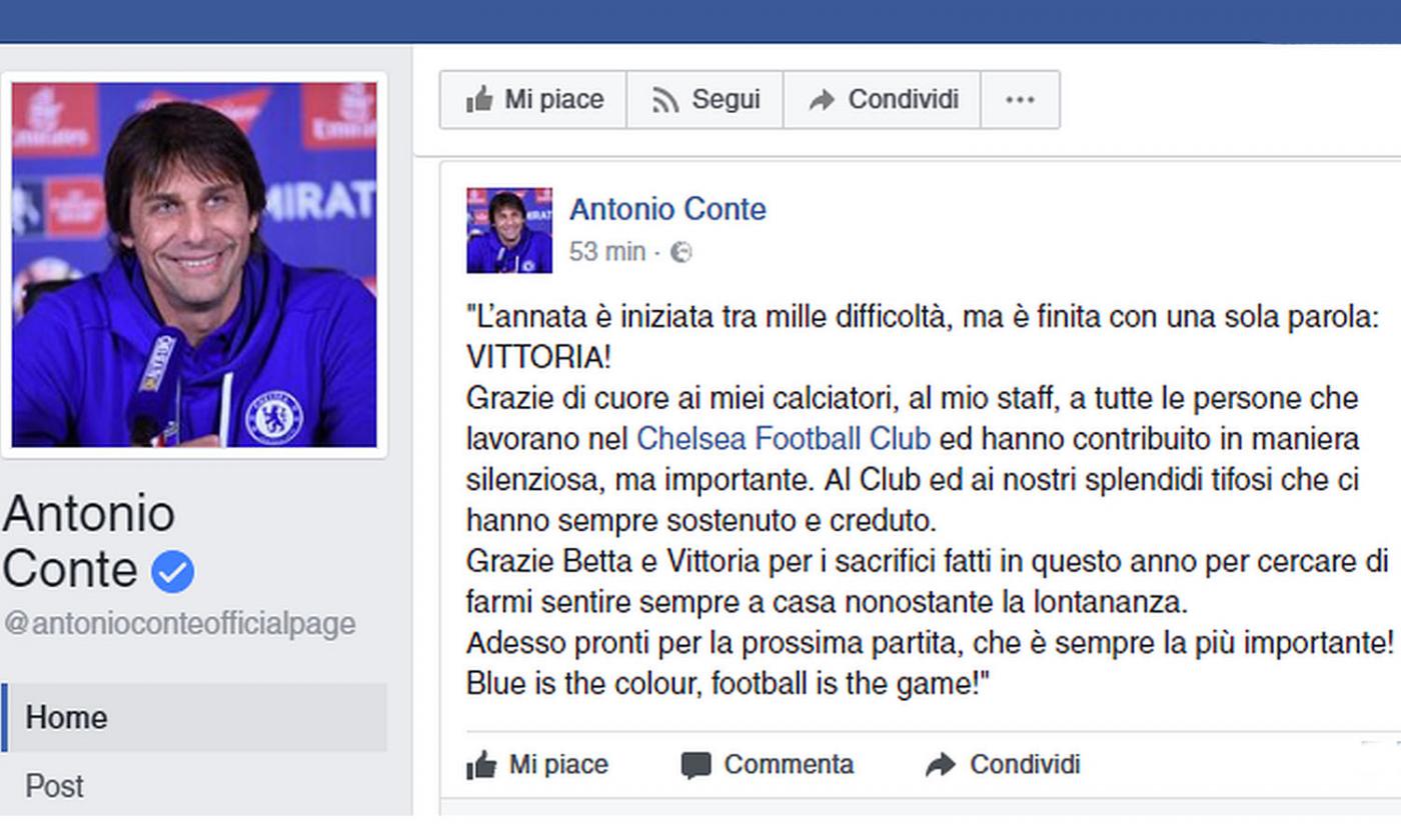 Conte: il messaggio per celebrare la vittoria è carico di nostalgia. E l'Inter...